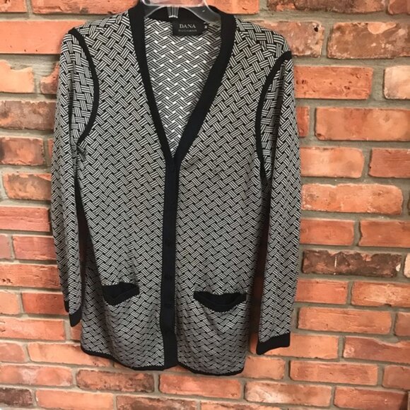 Dana Bachman Silk Knit Cardigan Sweater Jacket Pockets Buttons Neutral Lightwght - Picture 3 of 16
